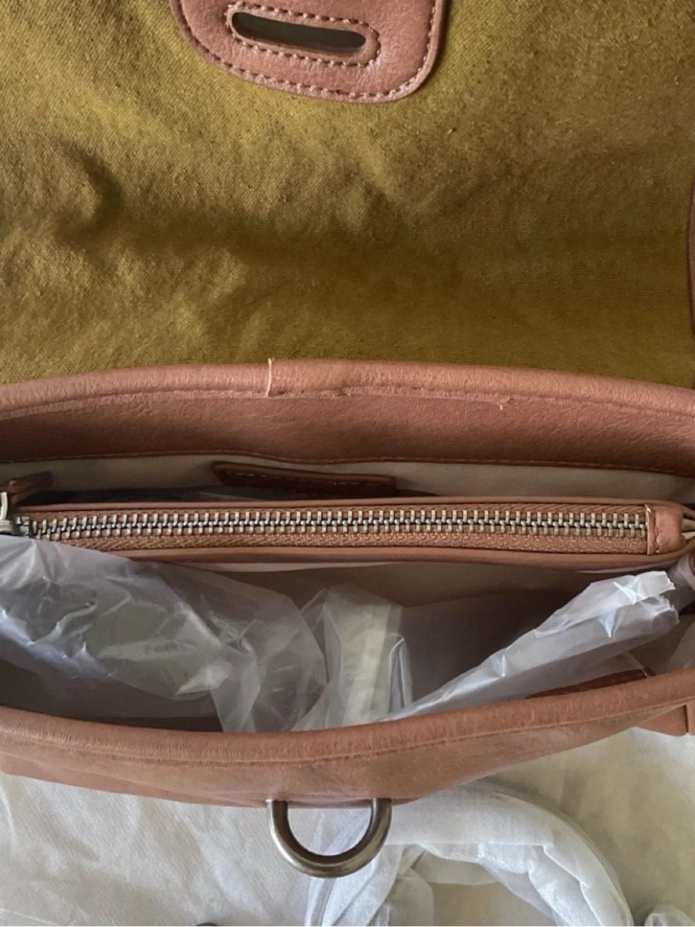 Cognac Leather-Look Top-Handle Satchel